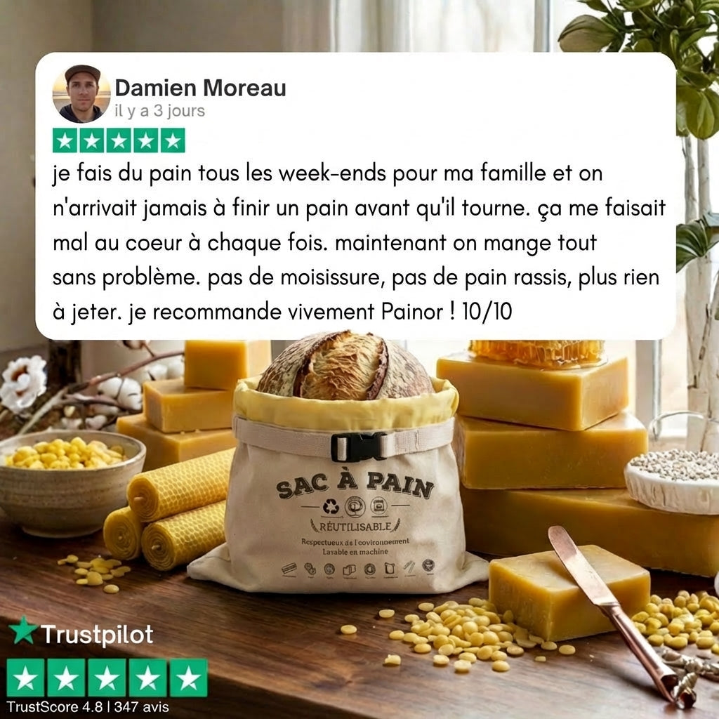 Sacs à Pain Premium en Coton 100 % et Cire d'Abeille